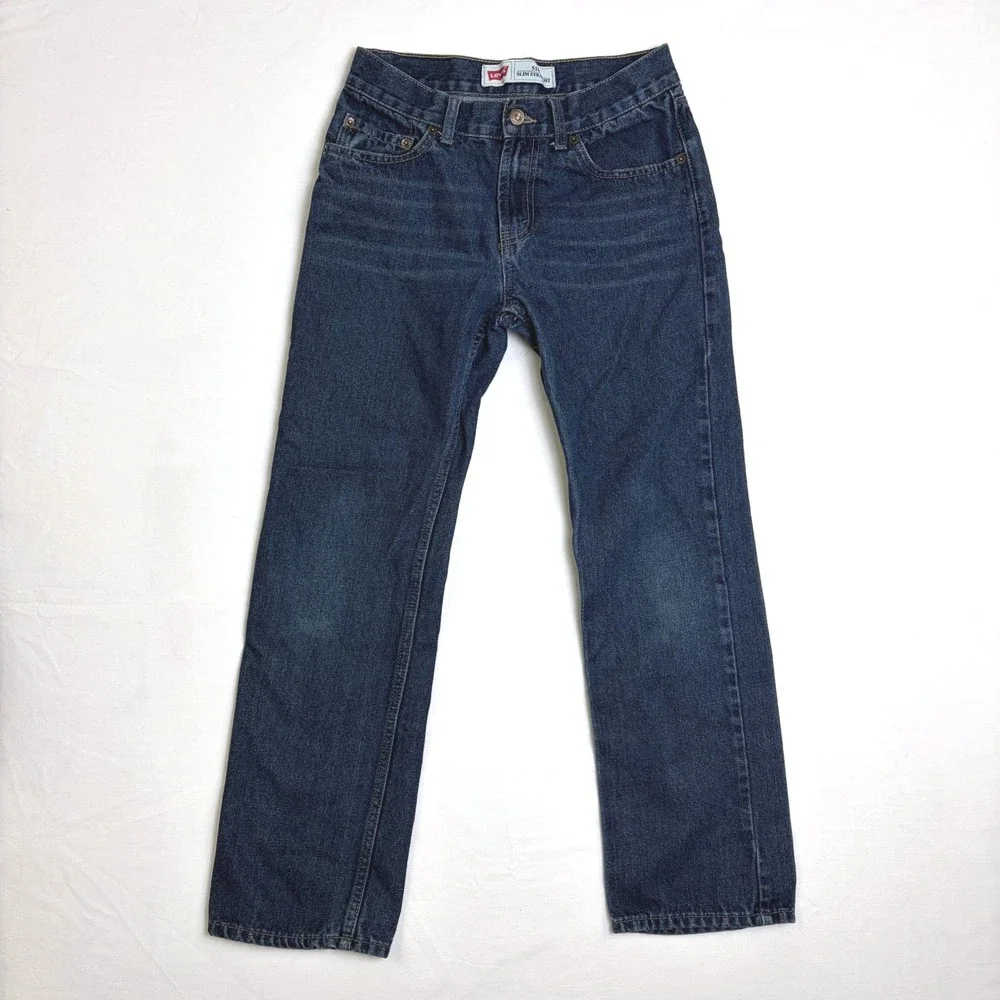 Levis 514 Slim Straight Jeans Boys Size 16 Reg W28 L28‎ Dark Wash Blue Denim